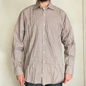 Peter Millar Dress Shirt Size XL Red Mini Check 100% Cotton Spread Collar